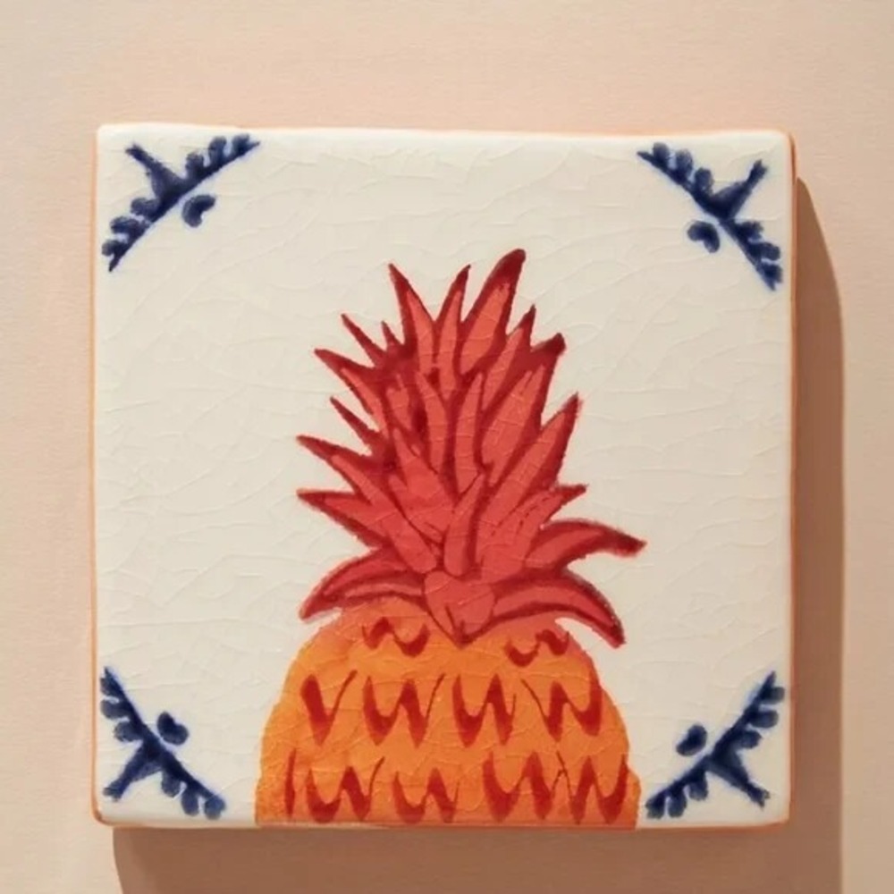 Anthropologie Azu Drink Coaster Tile Boho Pineapple Welcome Table Discontinued‎